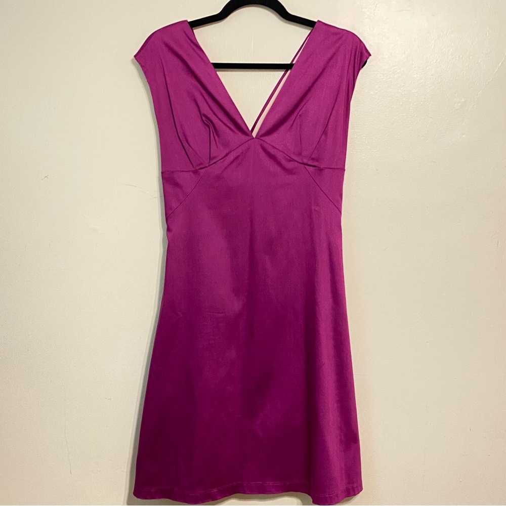 Anya Ponorovskaya Magenta Deep Plung Sleeveless Midi Dress size 10